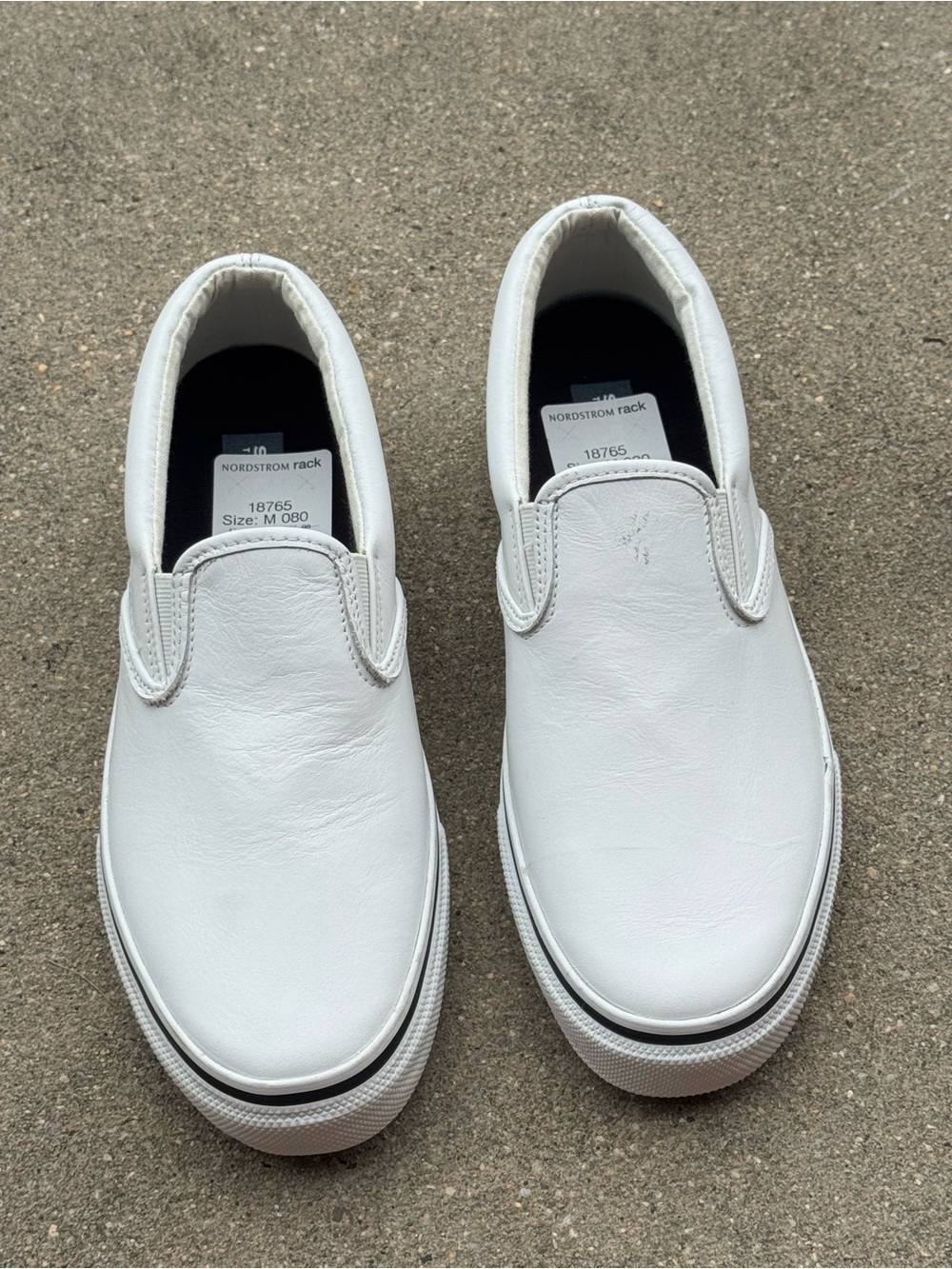 NEW Sperry Top-Sider White Slip On Sneakers Men’s 8M Leather NWOB
